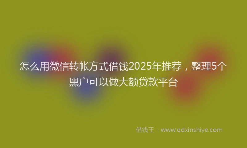 怎么用微信转帐方式借钱2025年推荐，整理5个黑户可以做大额贷款平台