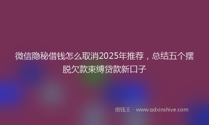 微信隐秘借钱怎么取消2025年推荐，总结五个摆脱欠款束缚贷款新口子