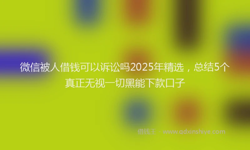 微信被人借钱可以诉讼吗2025年精选，总结5个真正无视一切黑能下款口子