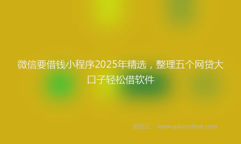 微信要借钱小程序2025年精选，整理五个网贷大口子轻松借软件