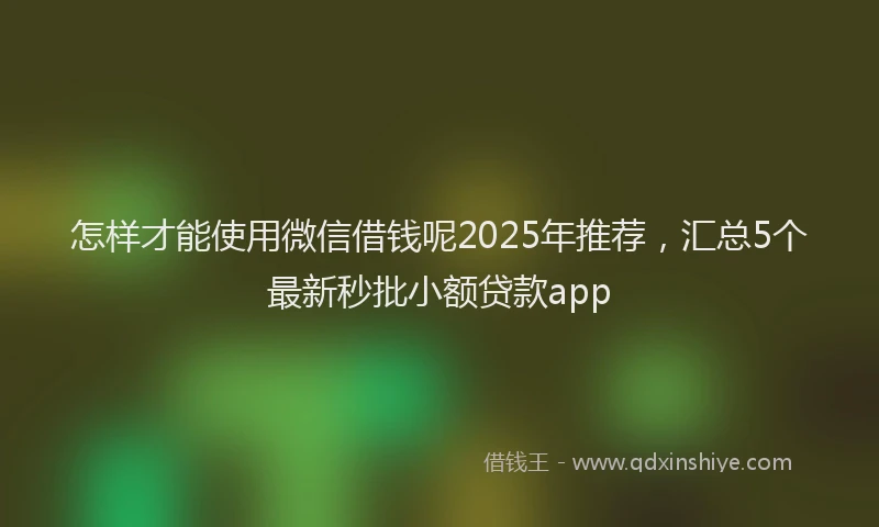 怎样才能使用微信借钱呢2025年推荐，汇总5个最新秒批小额贷款app