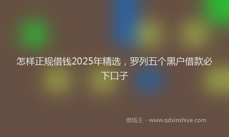 怎样正规借钱2025年精选，罗列五个黑户借款必下口子