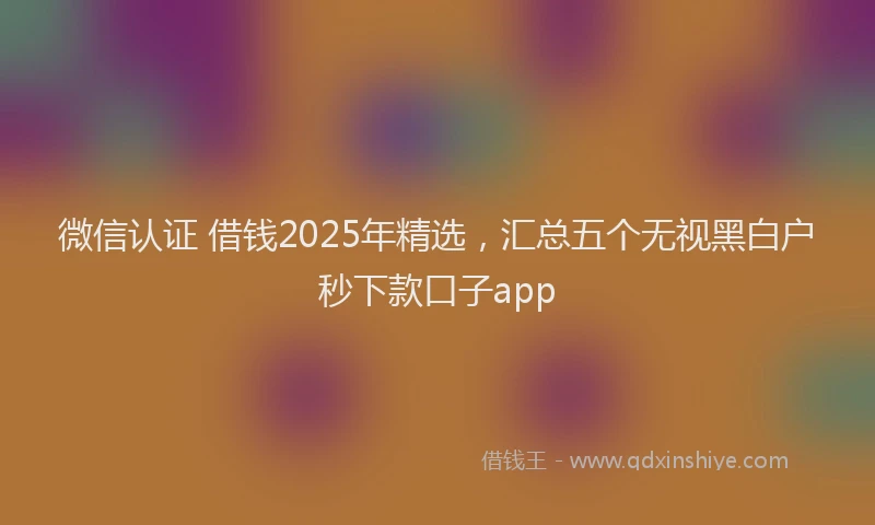 微信认证 借钱2025年精选，汇总五个无视黑白户秒下款口子app
