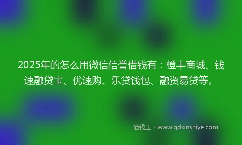 2025年的怎么用微信信誉借钱有：橙丰商城、钱速融贷宝、优速购、乐贷钱包、融资易贷等。