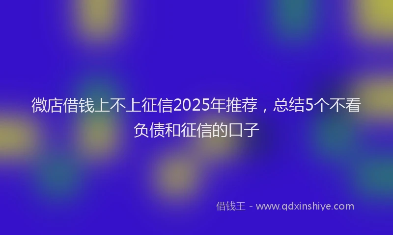 微店借钱上不上征信2025年推荐，总结5个不看负债和征信的口子