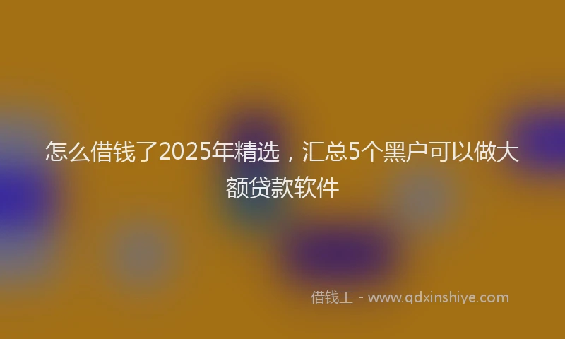 怎么借钱了2025年精选，汇总5个黑户可以做大额贷款软件