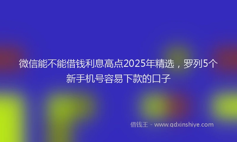 微信能不能借钱利息高点2025年精选，罗列5个新手机号容易下款的口子