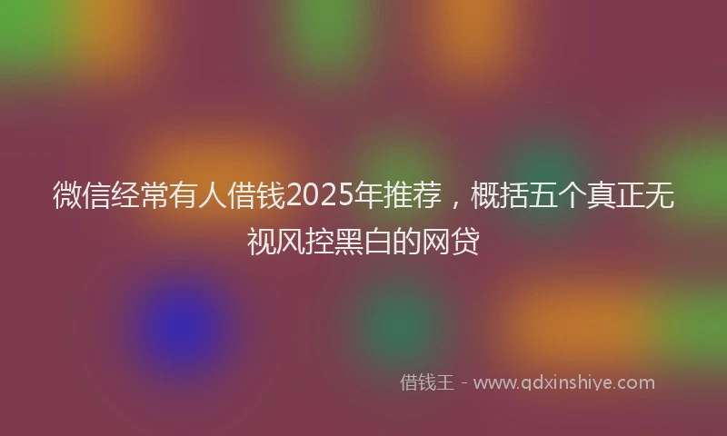 微信经常有人借钱2025年推荐，概括五个真正无视风控黑白的网贷