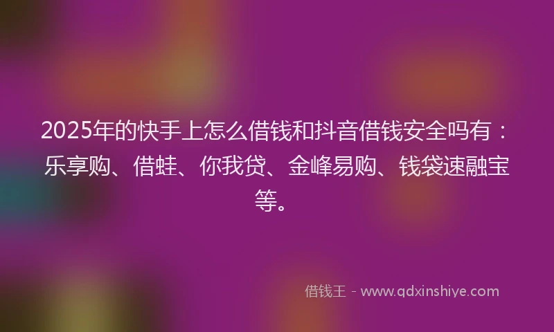 2025年的快手上怎么借钱和抖音借钱安全吗有：乐享购、借蛙、你我贷、金峰易购、钱袋速融宝等。