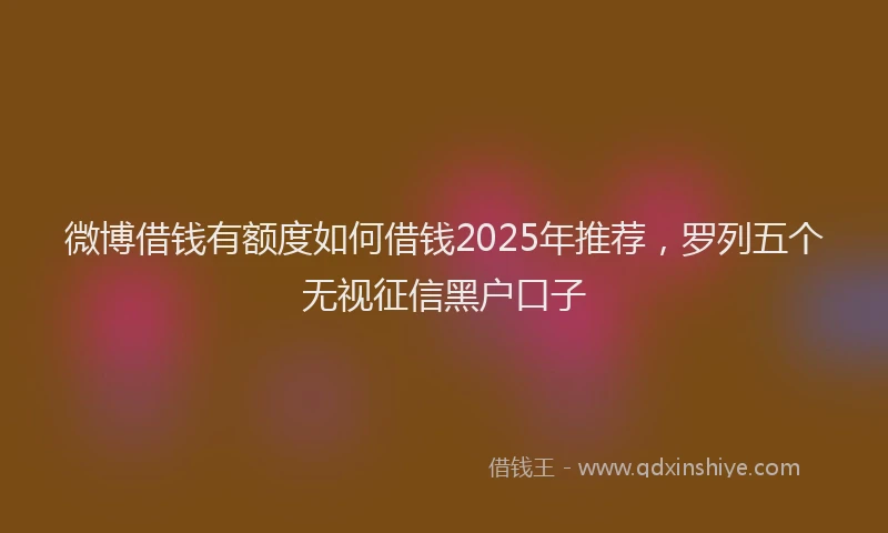 微博借钱有额度如何借钱2025年推荐，罗列五个无视征信黑户口子