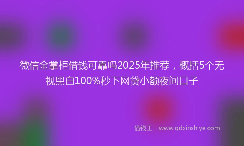 微信金掌柜借钱可靠吗2025年推荐，概括5个无视黑白100%秒下网贷小额夜间口子
