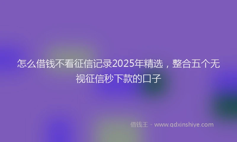 怎么借钱不看征信记录2025年精选，整合五个无视征信秒下款的口子