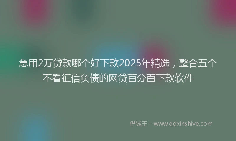 急用2万贷款哪个好下款2025年精选，整合五个不看征信负债的网贷百分百下款软件