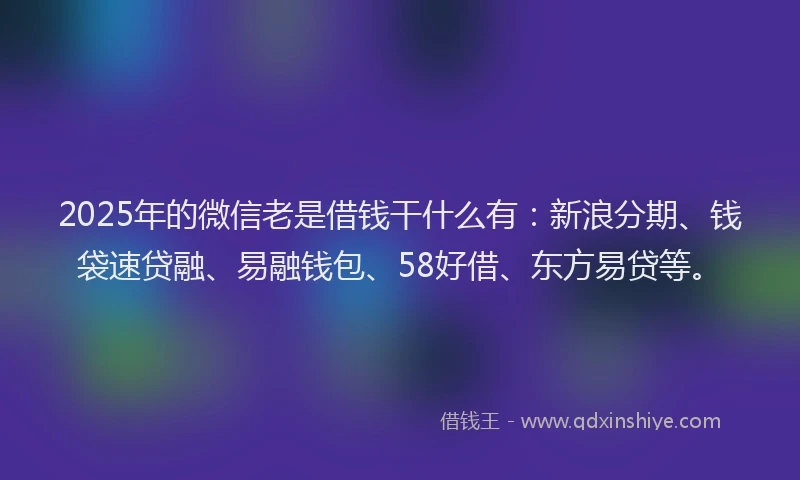 2025年的微信老是借钱干什么有：新浪分期、钱袋速贷融、易融钱包、58好借、东方易贷等。