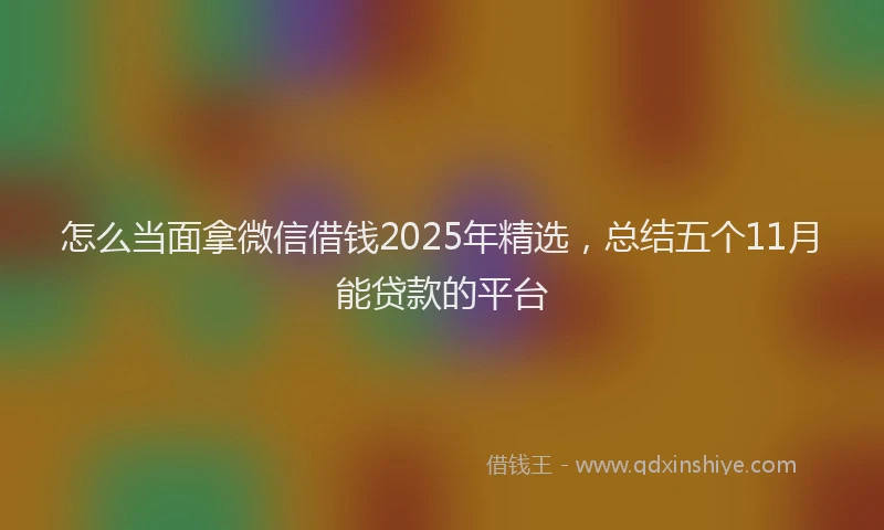 怎么当面拿微信借钱2025年精选，总结五个11月能贷款的平台
