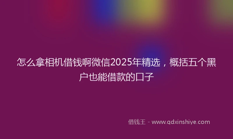怎么拿相机借钱啊微信2025年精选，概括五个黑户也能借款的口子
