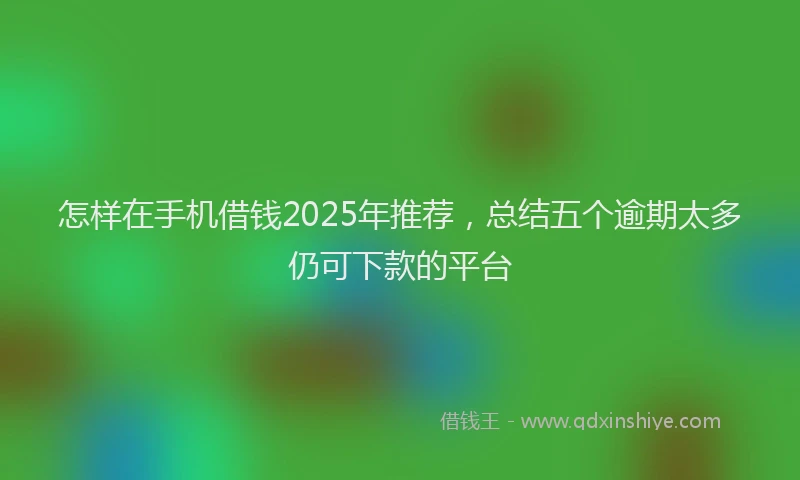 怎样在手机借钱2025年推荐，总结五个逾期太多仍可下款的平台