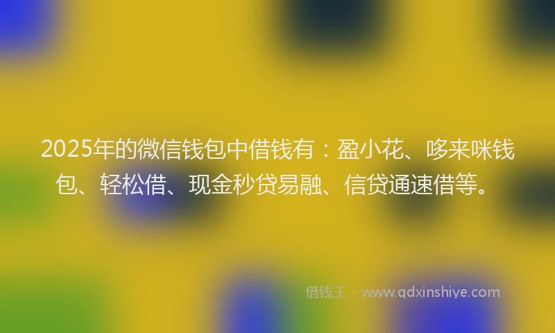 2025年的微信钱包中借钱有：盈小花、哆来咪钱包、轻松借、现金秒贷易融、信贷通速借等。