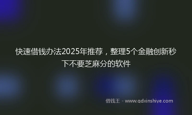 快速借钱办法2025年推荐，整理5个金融创新秒下不要芝麻分的软件