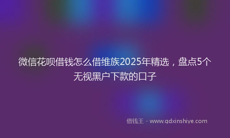微信花呗借钱怎么借维族2025年精选，盘点5个无视黑户下款的口子