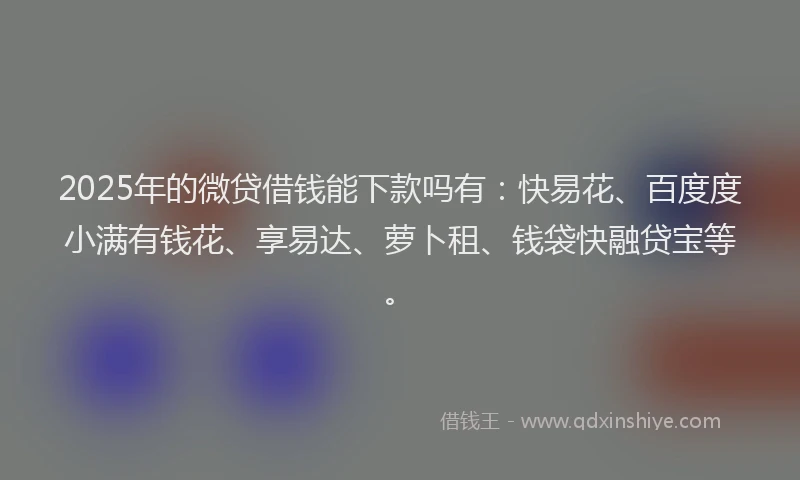 2025年的微贷借钱能下款吗有：快易花、百度度小满有钱花、享易达、萝卜租、钱袋快融贷宝等。