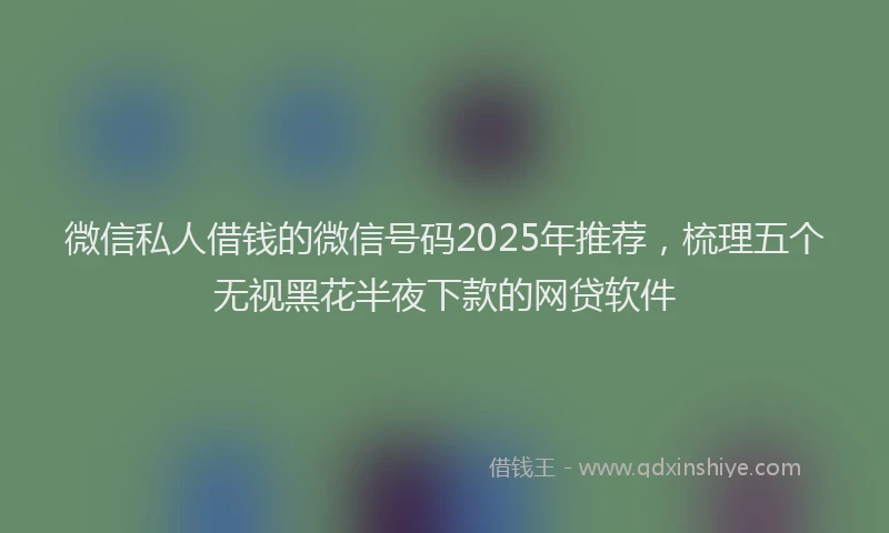 微信私人借钱的微信号码2025年推荐，梳理五个无视黑花半夜下款的网贷软件