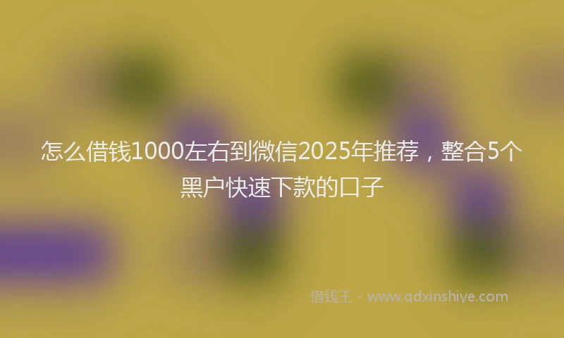 怎么借钱1000左右到微信2025年推荐，整合5个黑户快速下款的口子
