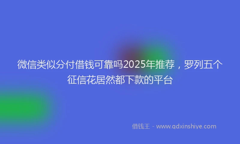 微信类似分付借钱可靠吗2025年推荐，罗列五个征信花居然都下款的平台
