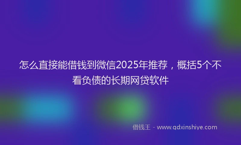 怎么直接能借钱到微信2025年推荐，概括5个不看负债的长期网贷软件