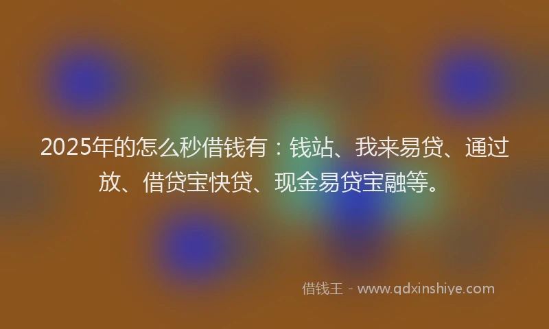 2025年的怎么秒借钱有：钱站、我来易贷、通过放、借贷宝快贷、现金易贷宝融等。