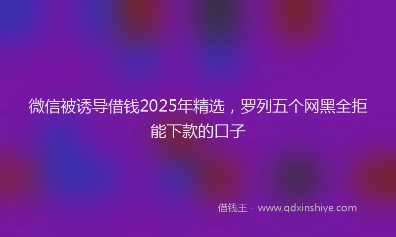 微信被诱导借钱2025年精选，罗列五个网黑全拒能下款的口子