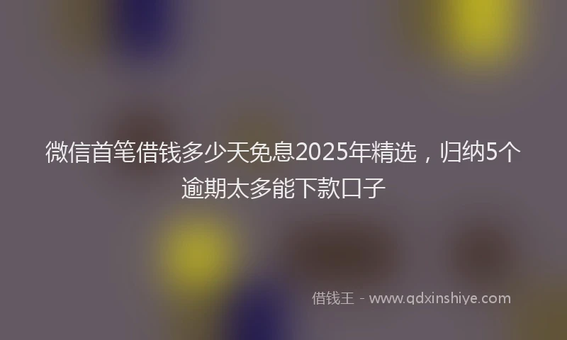 微信首笔借钱多少天免息2025年精选，归纳5个逾期太多能下款口子