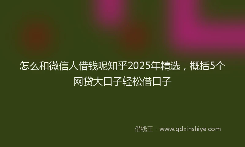 怎么和微信人借钱呢知乎2025年精选，概括5个网贷大口子轻松借口子