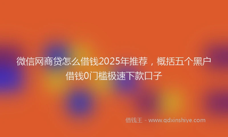 微信网商贷怎么借钱2025年推荐，概括五个黑户借钱0门槛极速下款口子