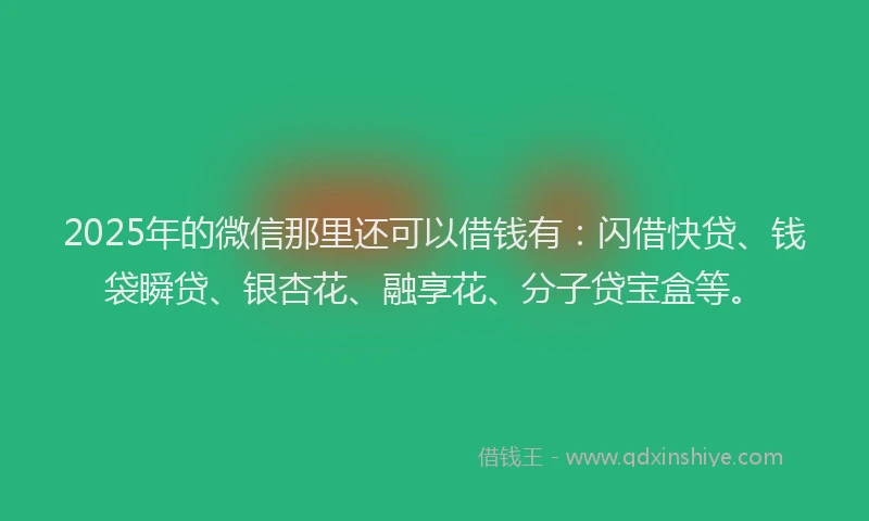 2025年的微信那里还可以借钱有：闪借快贷、钱袋瞬贷、银杏花、融享花、分子贷宝盒等。