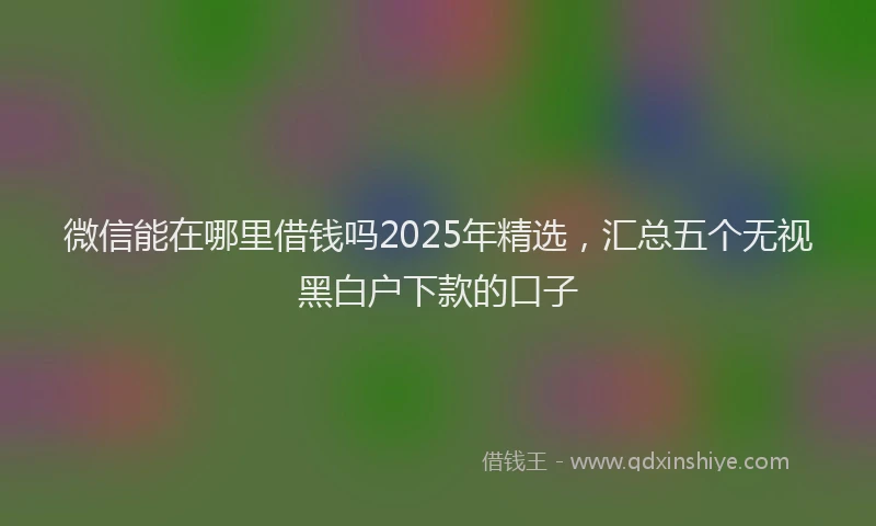 微信能在哪里借钱吗2025年精选，汇总五个无视黑白户下款的口子