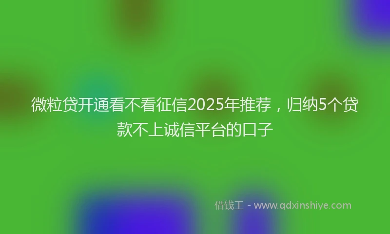 微粒贷开通看不看征信2025年推荐，归纳5个贷款不上诚信平台的口子