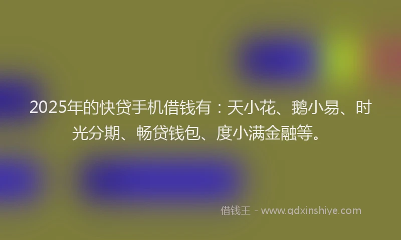 2025年的快贷手机借钱有：天小花、鹅小易、时光分期、畅贷钱包、度小满金融等。