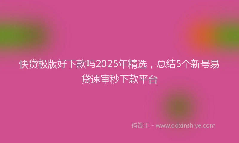 快贷极版好下款吗2025年精选，总结5个新号易贷速审秒下款平台