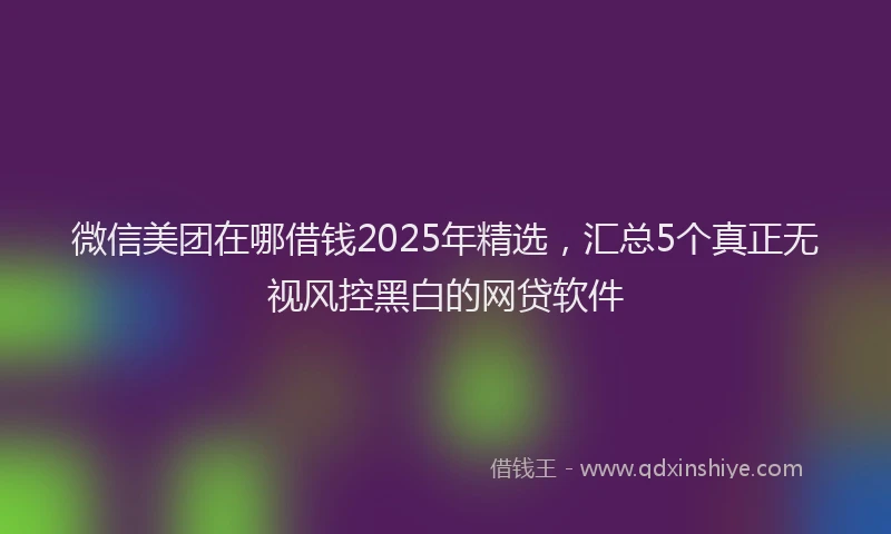 微信美团在哪借钱2025年精选，汇总5个真正无视风控黑白的网贷软件