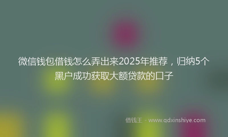 微信钱包借钱怎么弄出来2025年推荐，归纳5个黑户成功获取大额贷款的口子