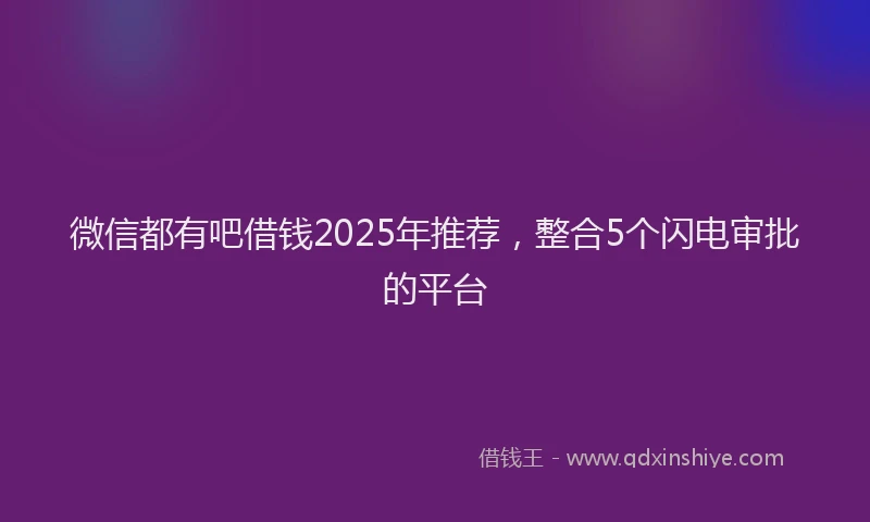 微信都有吧借钱2025年推荐，整合5个闪电审批的平台