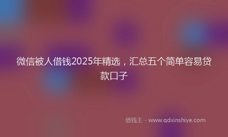 微信被人借钱2025年精选，汇总五个简单容易贷款口子