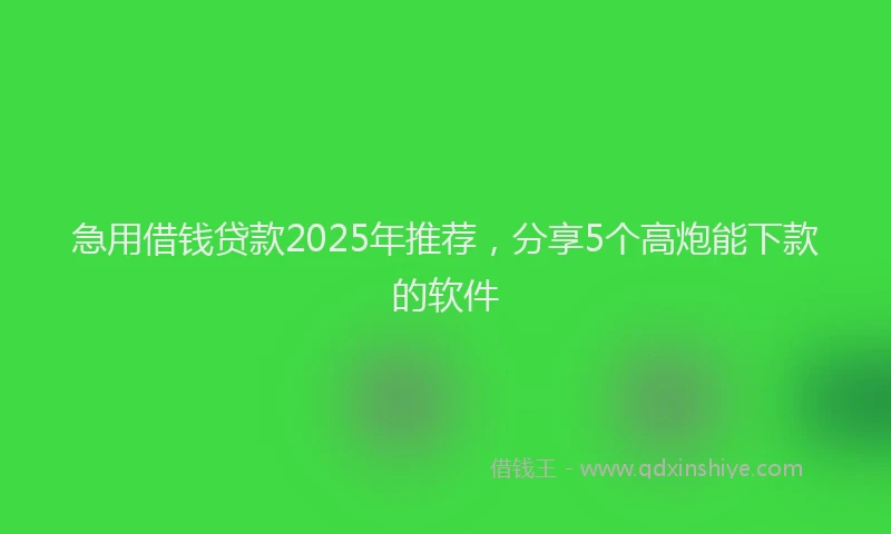 急用借钱贷款2025年推荐，分享5个高炮能下款的软件