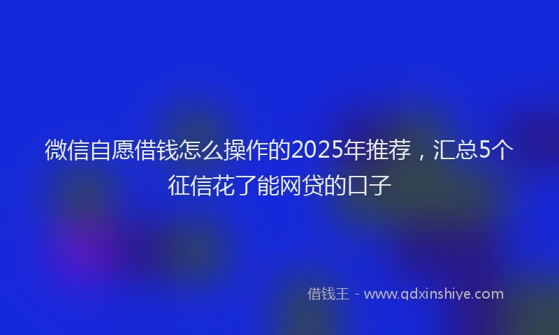微信自愿借钱怎么操作的2025年推荐，汇总5个征信花了能网贷的口子