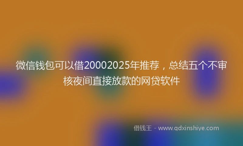 微信钱包可以借20002025年推荐，总结五个不审核夜间直接放款的网贷软件
