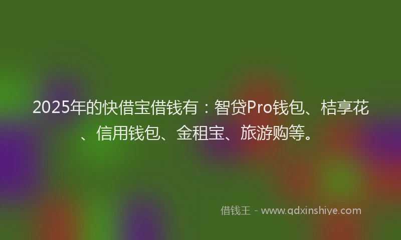 2025年的快借宝借钱有：智贷Pro钱包、桔享花、信用钱包、金租宝、旅游购等。