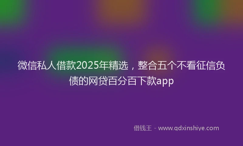 微信私人借款2025年精选，整合五个不看征信负债的网贷百分百下款app
