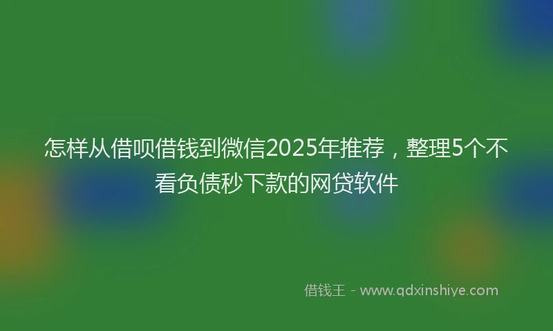 怎样从借呗借钱到微信2025年推荐，整理5个不看负债秒下款的网贷软件