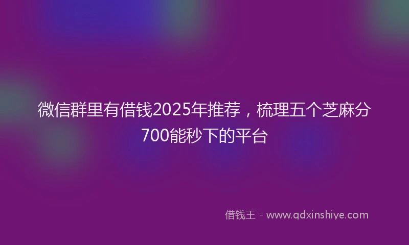 微信群里有借钱2025年推荐，梳理五个芝麻分700能秒下的平台